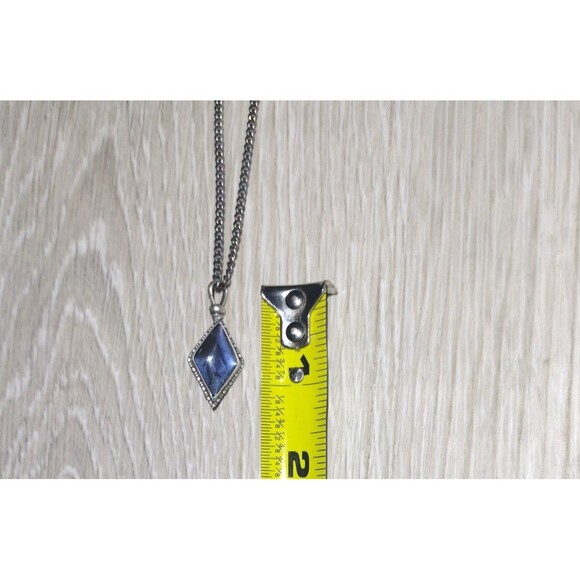 Art Deco - British Morpho Butterfly Wing Sterling Silver Diamond Shap Necklace - Picture 10 of 10